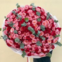 Klasiskais sarkano rožu pušķis - 21 roze